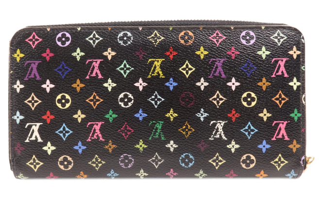 Pre-owned LOUIS VUITTON LV GHW Zipper Long Wallet Monogram Multicolore Black