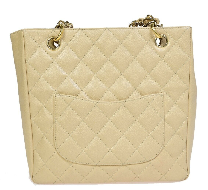 Pre-owned Chanel Petite Shopping Tote in Beige