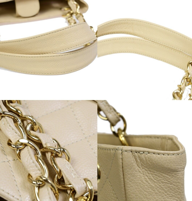 Pre-owned Chanel Petite Shopping Tote in Beige