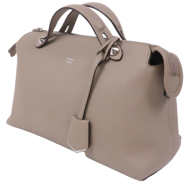 Pre-owned FENDI SHW By The Way 2way Shoulder Bag 8BL124 Calfskin Leather Gray/Toupe