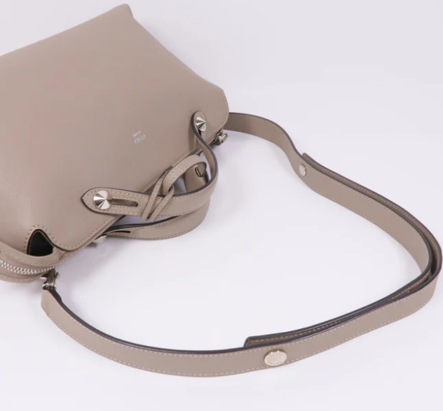 Pre-owned FENDI SHW By The Way 2way Shoulder Bag 8BL124 Calfskin Leather Gray/Toupe