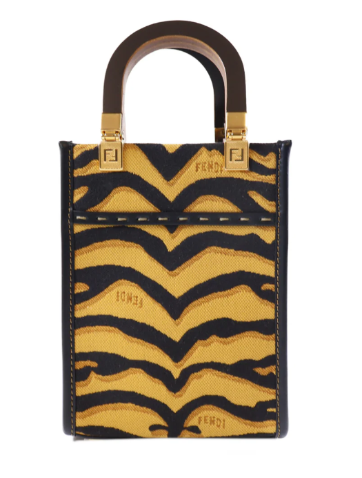 Pre-owned FENDI GHW Mini Sunshine Shopper 2 Way Bag