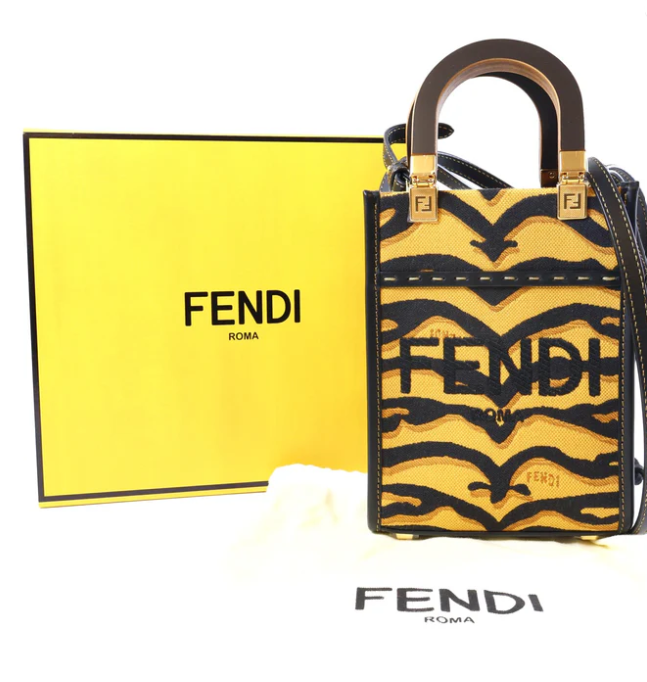 Pre-owned FENDI GHW Mini Sunshine Shopper 2 Way Bag