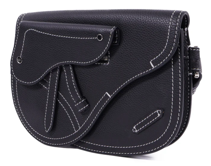 Pre-owned Christian Dior CD SHW Saddle Bag Shoulder Bag Calfskin Leather Black