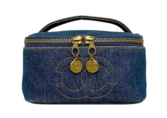 Pre-owned Chanel Vanity Denim Jean Blue