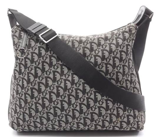 Pre-owned Christian Dior Trotter Shoulder bag Canvas Leather Gray Black