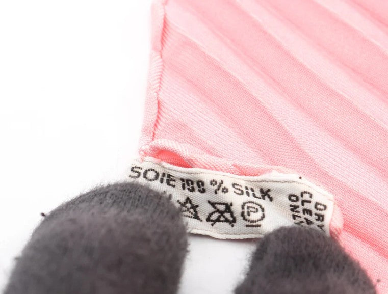 Pre-owned HERMES Caleprise LA PRAIRIE Pleats Scarf Silk Pink Multicolor