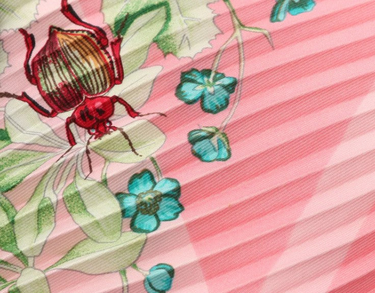 Pre-owned HERMES Caleprise LA PRAIRIE Pleats Scarf Silk Pink Multicolor