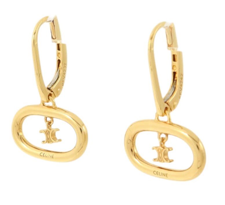 Pre-owned CELINE Triomphe Mobile Earrings Gold Brass