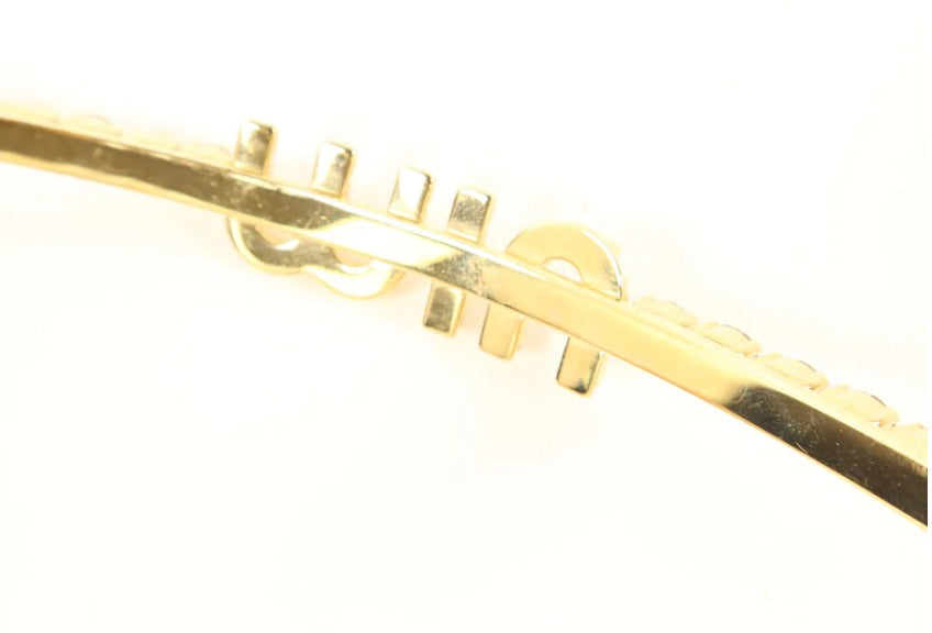 Pre-owned Miu Miu Hair Band Metal Crystal Gold