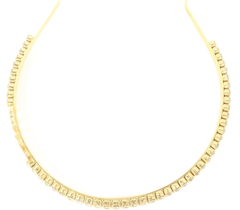Pre-owned Miu Miu Hair Band Metal Crystal Gold