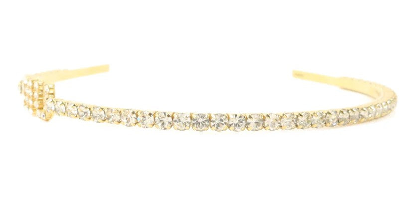 Pre-owned Miu Miu Hair Band Metal Crystal Gold