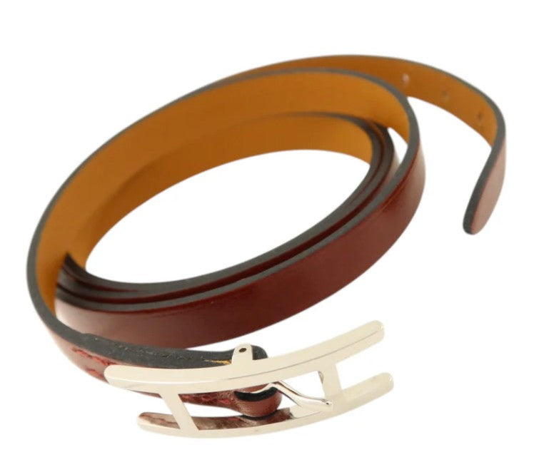 Pre-owned HERMES BoxLeather Hapi 3 BraceletGinpaku Teba Rouge H BraceletRouge H Rouge H Red Rouge H Box calf leather Calfskin (cowhide)