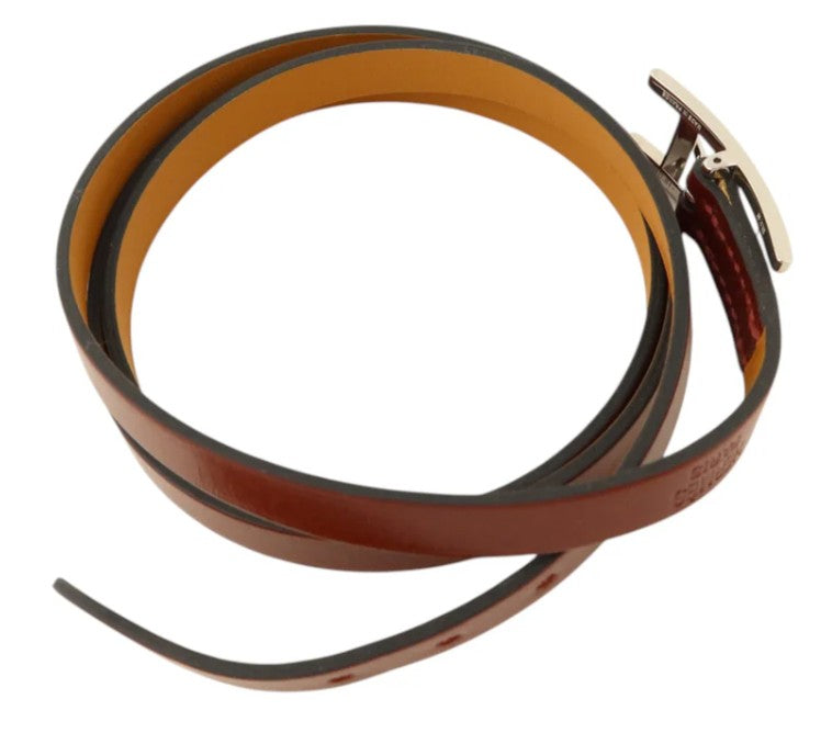 Pre-owned HERMES BoxLeather Hapi 3 BraceletGinpaku Teba Rouge H BraceletRouge H Rouge H Red Rouge H Box calf leather Calfskin (cowhide)