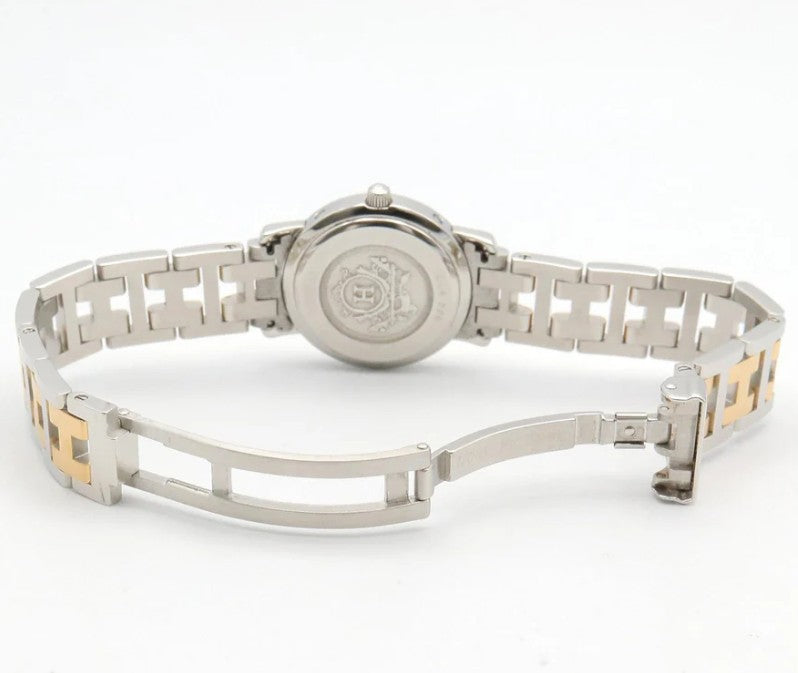 Pre-owned HERMES Clipper Women Watch Quartz GP SS Ivory