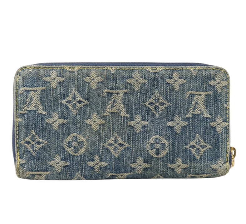 Pre-owned LOUIS VUITTON LV GHW Zippy Wallet Monogram Denim Blue