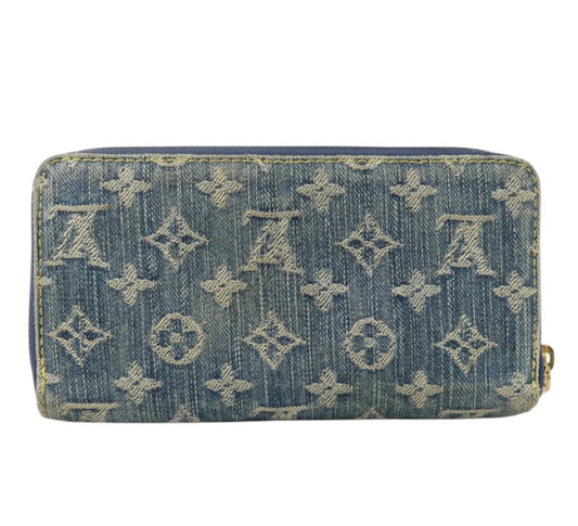 Pre-owned LOUIS VUITTON LV GHW Zippy Wallet Monogram Denim Blue