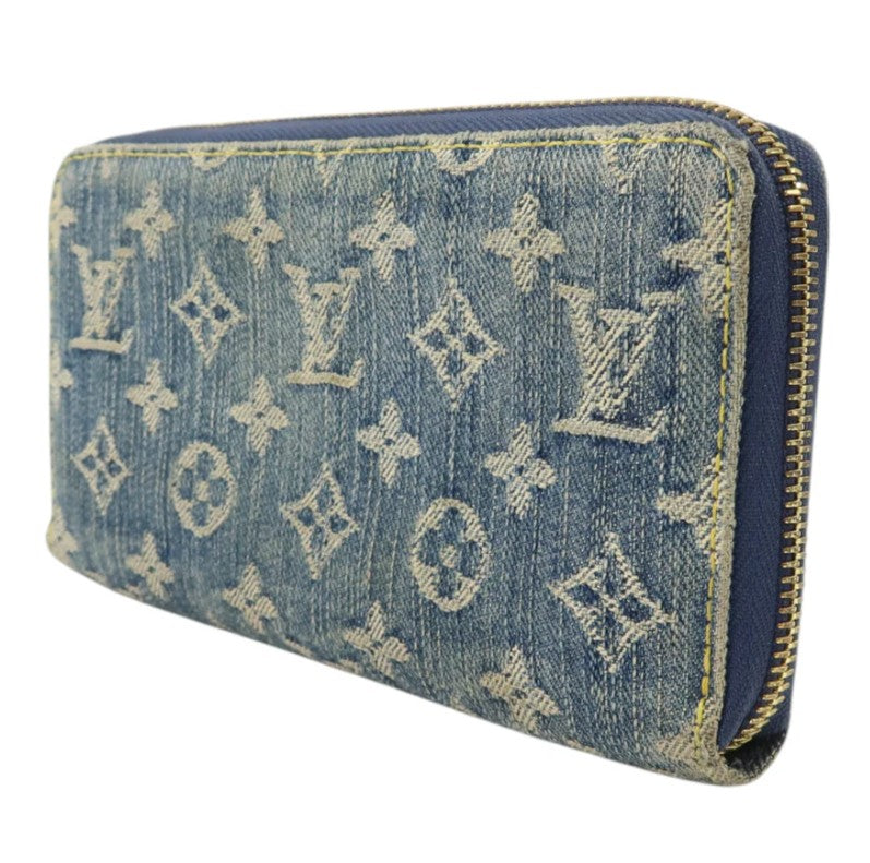 Pre-owned LOUIS VUITTON LV GHW Zippy Wallet Monogram Denim Blue
