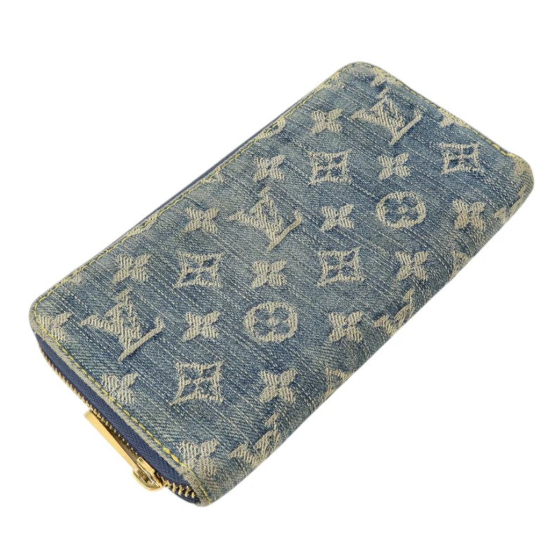 Pre-owned LOUIS VUITTON LV GHW Zippy Wallet Monogram Denim Blue