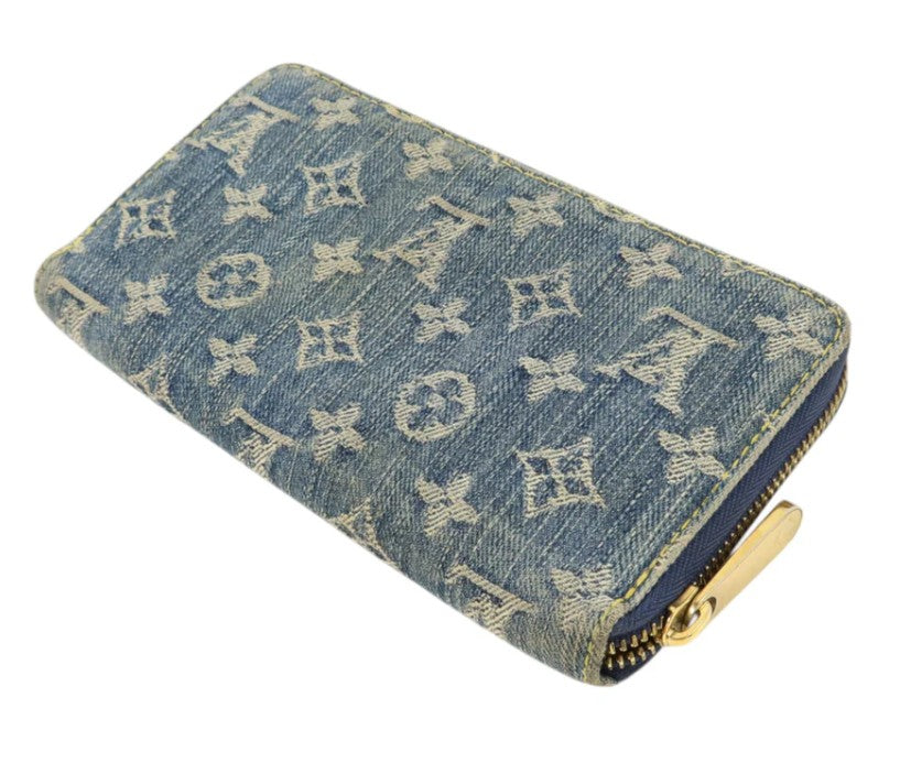 Pre-owned LOUIS VUITTON LV GHW Zippy Wallet Monogram Denim Blue