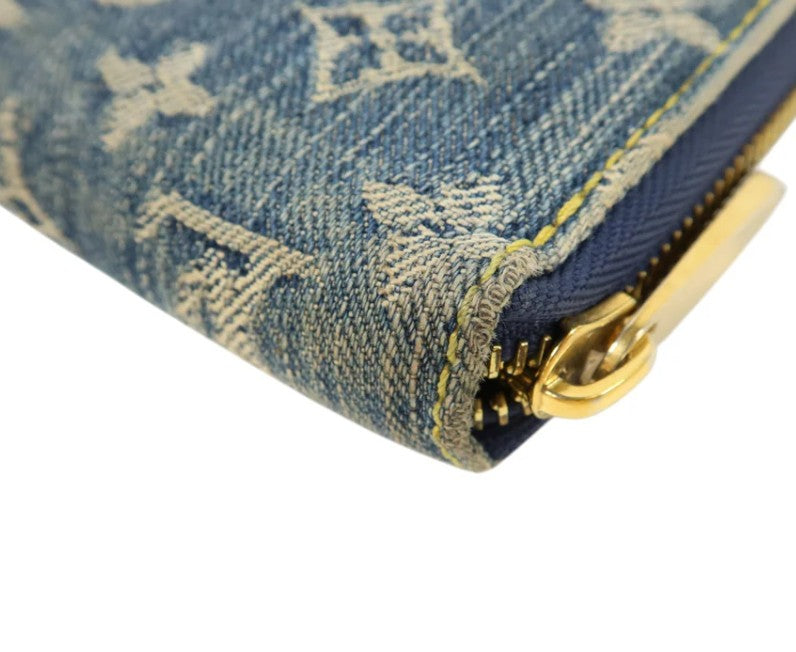 Pre-owned LOUIS VUITTON LV GHW Zippy Wallet Monogram Denim Blue