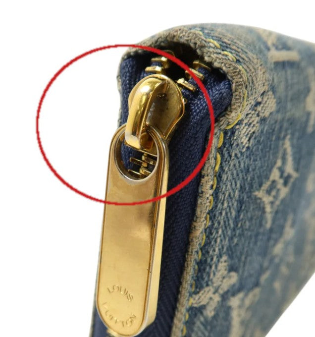Pre-owned LOUIS VUITTON LV GHW Zippy Wallet Monogram Denim Blue