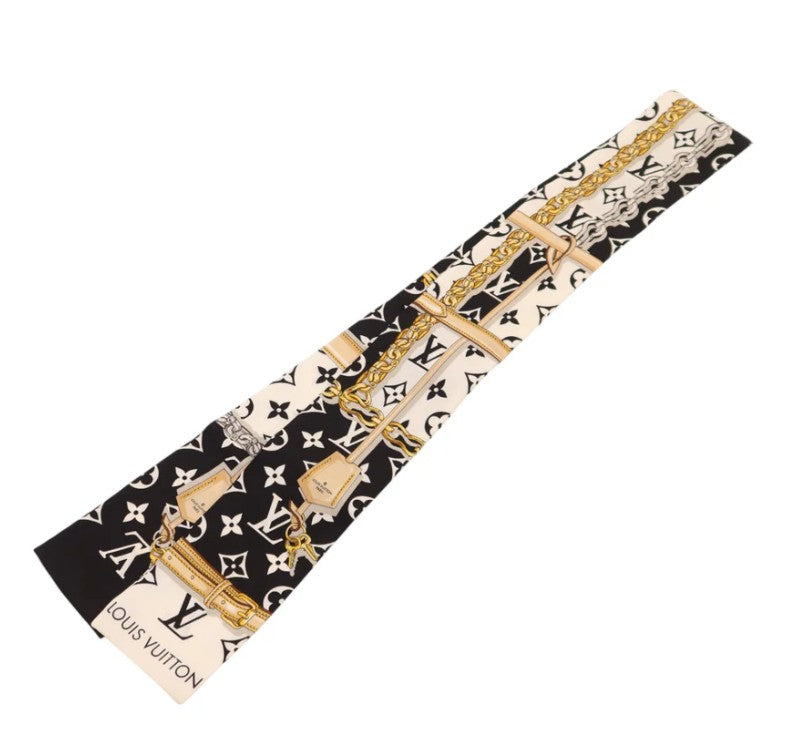 Pre-owned LOUIS VUITTON LV Monogram Confidential Bandeau Silk Black/White/Multicolor