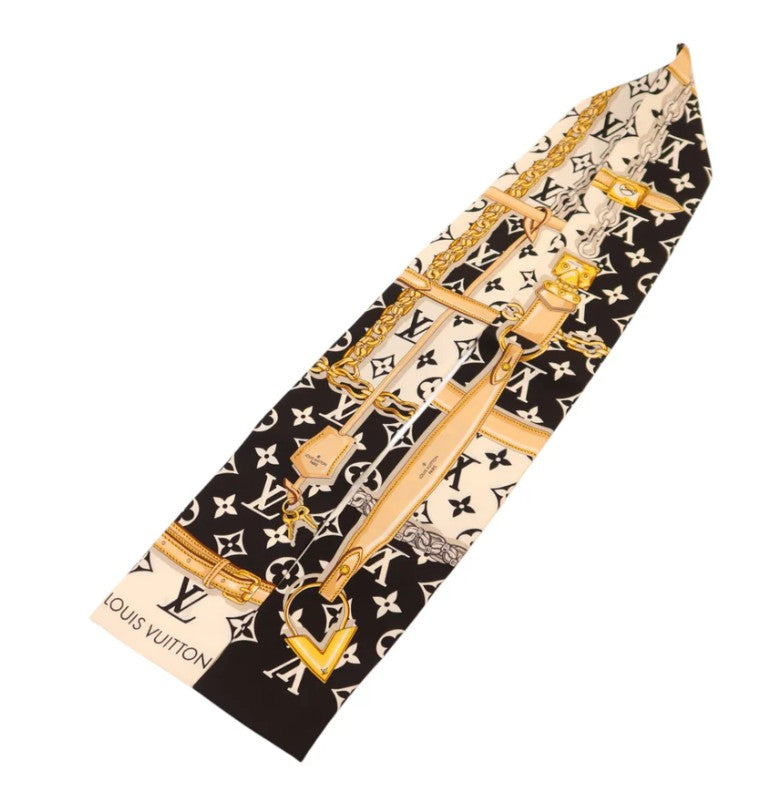 Pre-owned LOUIS VUITTON LV Monogram Confidential Bandeau Silk Black/White/Multicolor