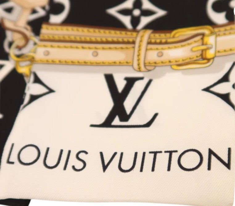 Pre-owned LOUIS VUITTON LV Monogram Confidential Bandeau Silk Black/White/Multicolor