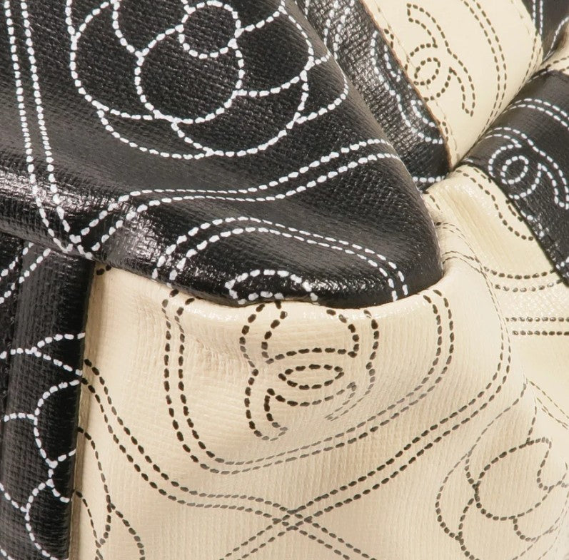 Pre-owned CHANEL Shoulder Tote Bag Coated Canvas Black Beige