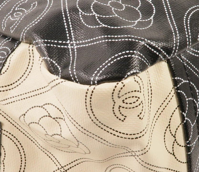 Pre-owned CHANEL Shoulder Tote Bag Coated Canvas Black Beige