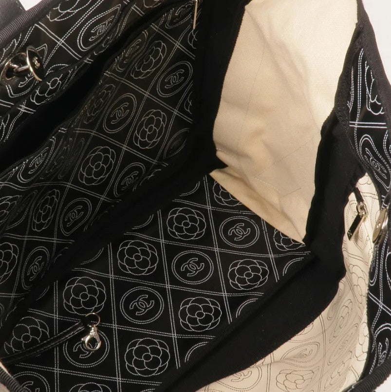 Pre-owned CHANEL Shoulder Tote Bag Coated Canvas Black Beige