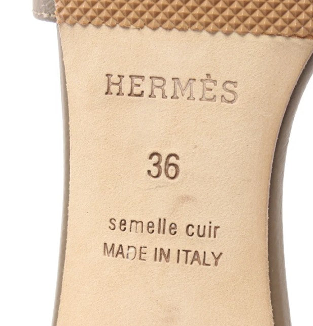 Pre-owned HERMES Oasis Sandals Leather Gray brown