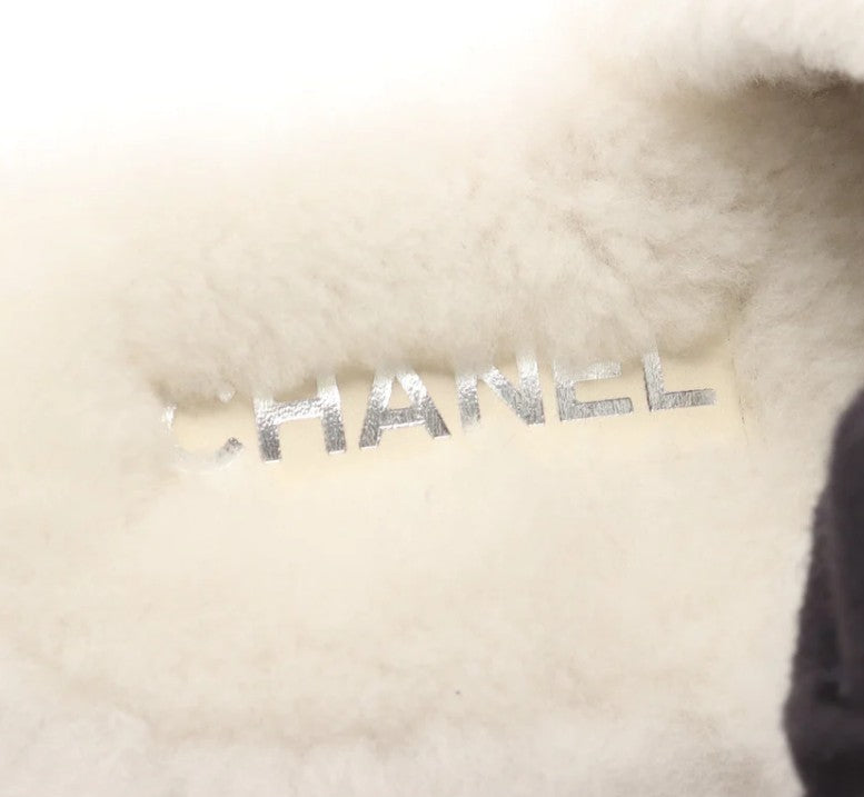 Pre-owned CHANEL Coco mark Fur Slide sandals Fur White