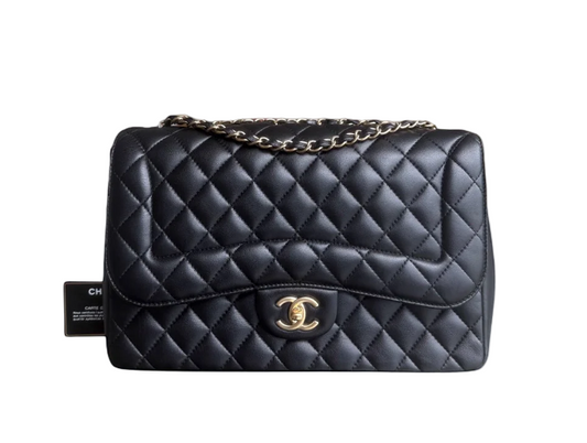 Pre-owned Chanel Jumbo Flap Mademoiselle Quilted Lambskin Black Series 21