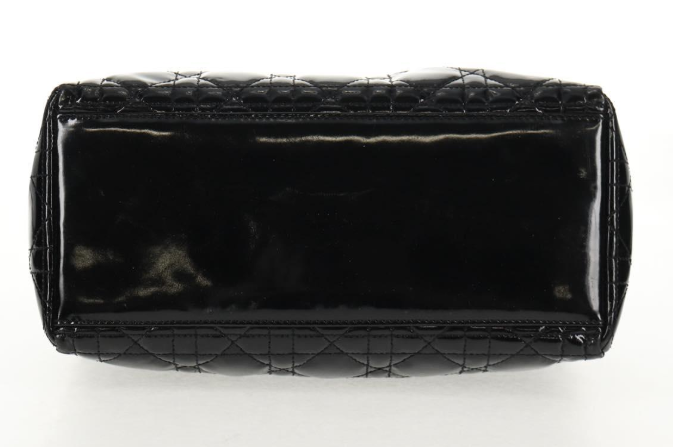 Pre-owned Christian Dior Lady Dior Bag Patent Leather Black