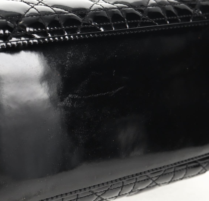 Pre-owned Christian Dior Lady Dior Bag Patent Leather Black