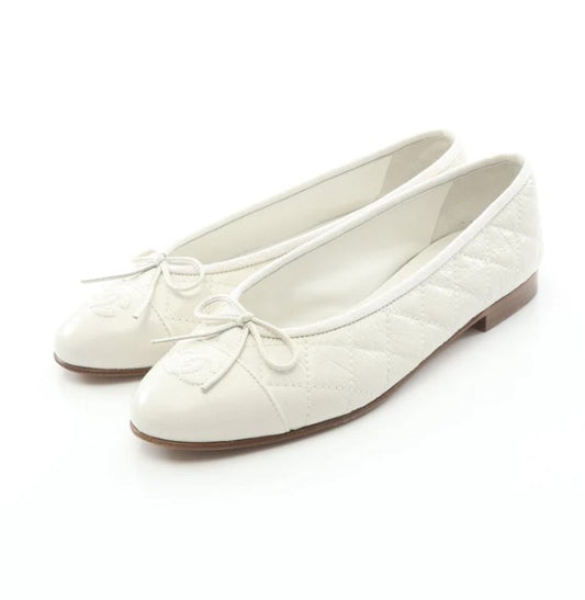 Pre-owned CHANEL Ballerina Matelasse Ballet shoes Leather White