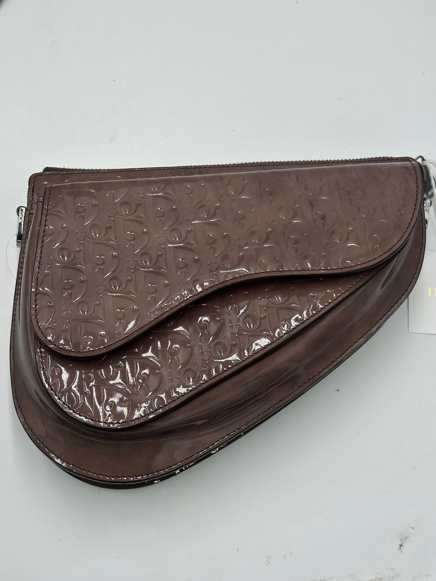 Pre-owned Christian Dior Saddle Bag Patent Medium