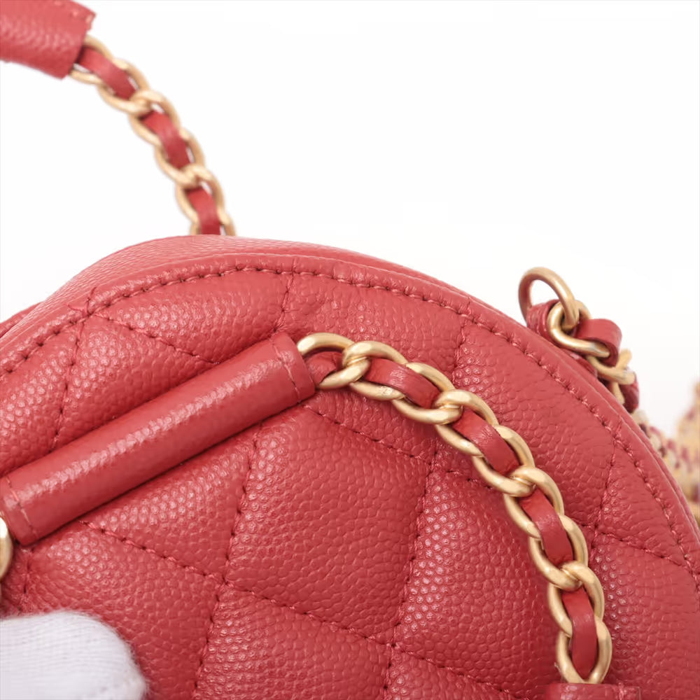 Pre-owned Chanel Round Clutch with Chain Quilted Caviar Mini