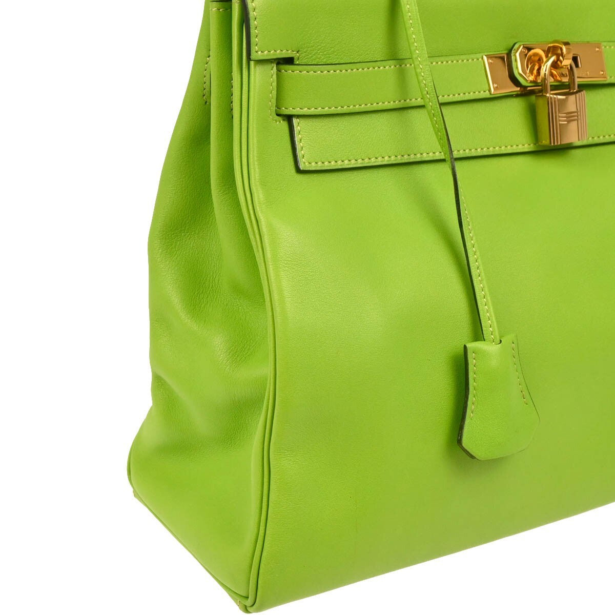 Pre-owned  Hermes Kelly Handbag Green Gulliver with Gold Hardware 32