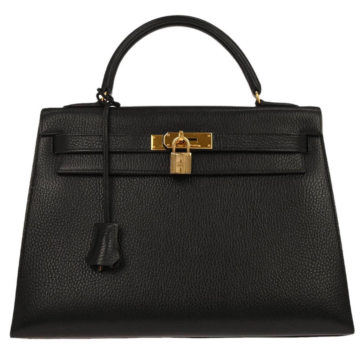Pre-owned  Hermes Kelly Handbag Black Ardennes with Gold Hardware 32
