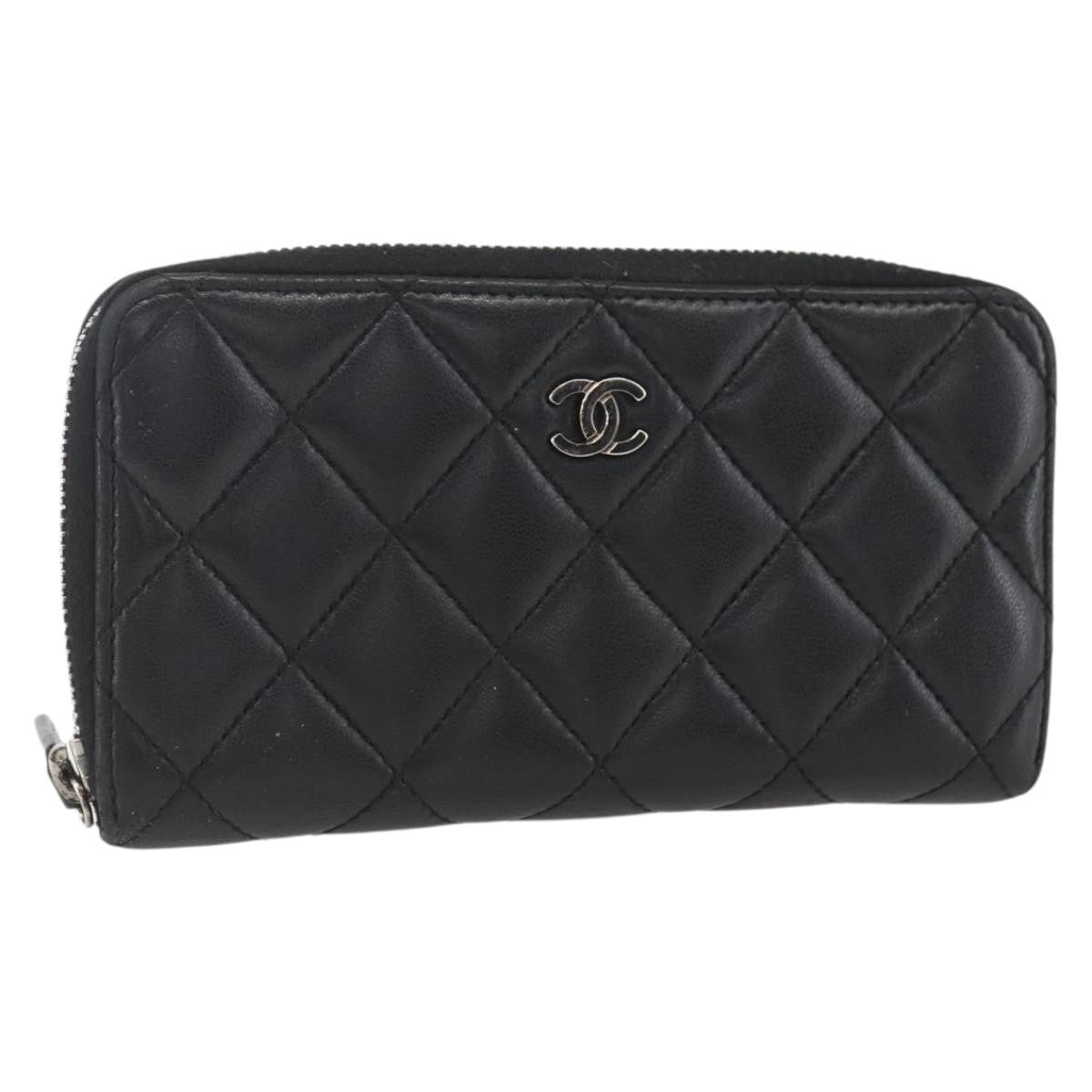 Pre-owned Chanel Zip Around Organizer Wallet Lambskin