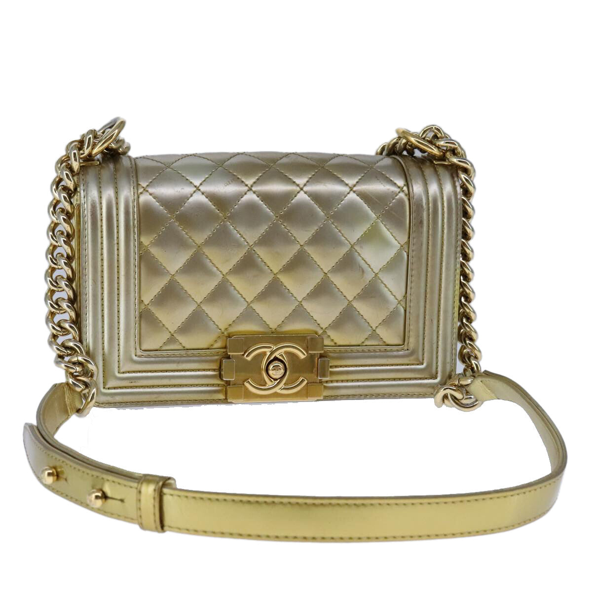 Pre-owned Chanel Boy Flap Bag in Gold